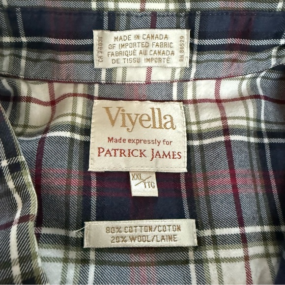 Viyella Patrick James Men’s Plaid Flannel Long Sleeve Shirt Wool Blend XXL - Picture 4 of 7